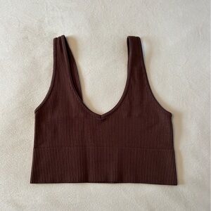 Indero Brown Ribbed Top